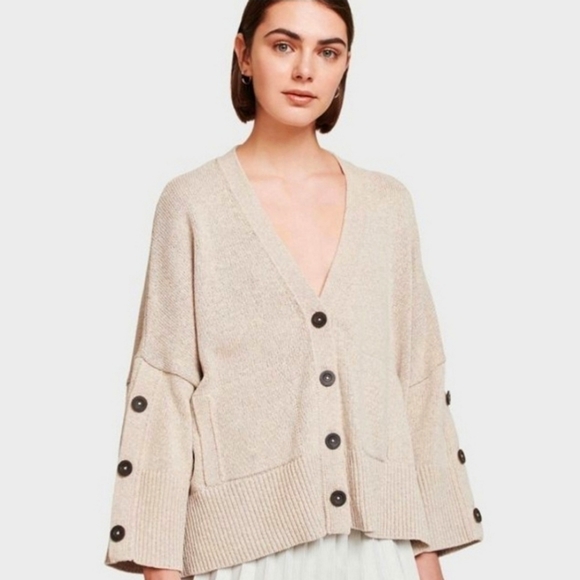 WHITE + WARREN Oversized Button Sleeve Cardigan Comfy Sweater Jacket Luxe - Picture 1 of 1